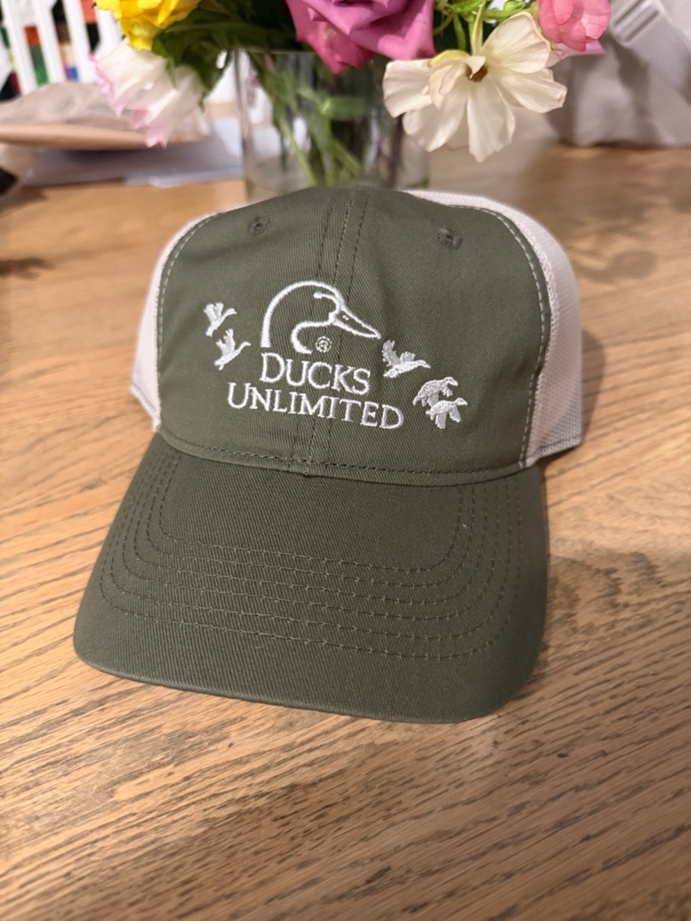 Ducks Unlimited Olive & White Mesh Trucker Hat